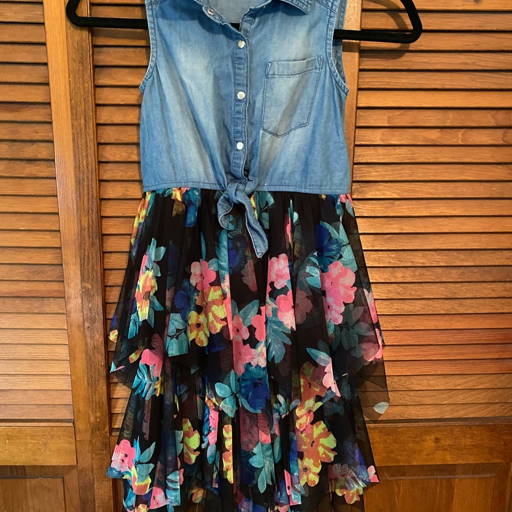 Justice Denim and Floral Kids Dress